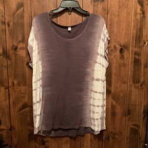 Ideology Short Sleeve Tie-Dye Tee - Gray and White